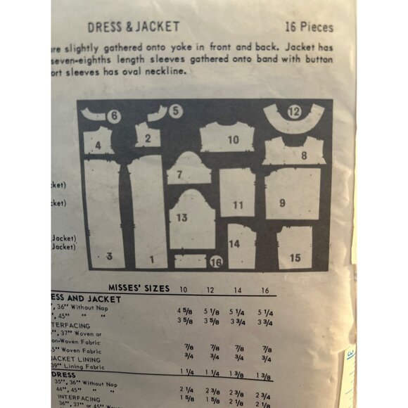 Butterick 4341 Sewing Pattern 1960s Jackie O Dress Jacket 12 Bust 32   Vintage - Picture 3 of 3